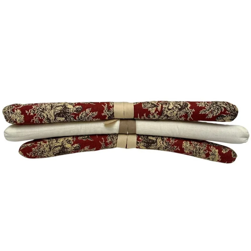 French Country Padded Hangers Set of 3 Red Toile Fabric
